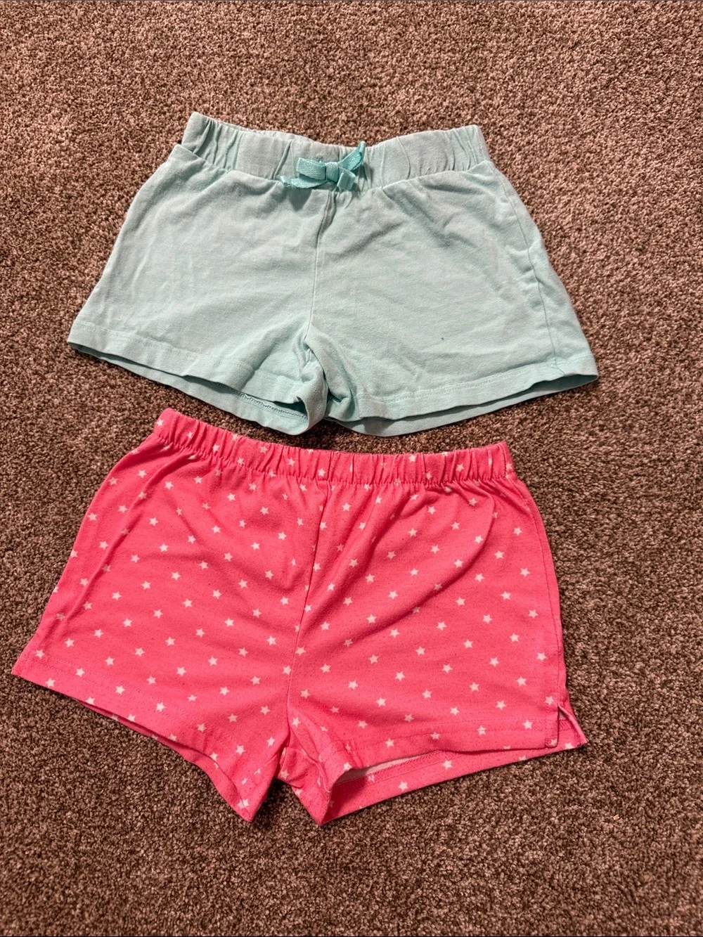 Mint Pull-On Shorts & Pink Star Shorts